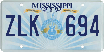 MS license plate ZLK694