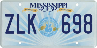 MS license plate ZLK698