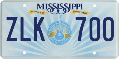 MS license plate ZLK700