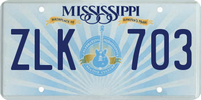 MS license plate ZLK703