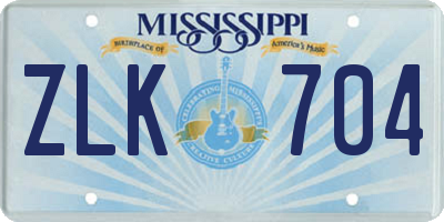 MS license plate ZLK704