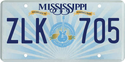 MS license plate ZLK705