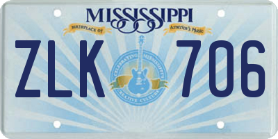 MS license plate ZLK706