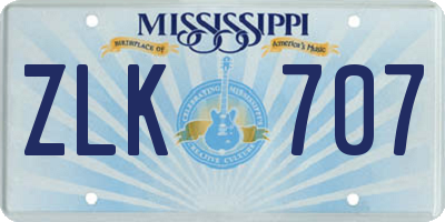 MS license plate ZLK707