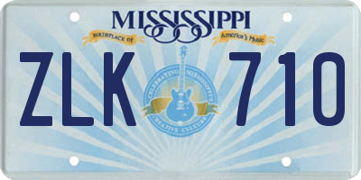 MS license plate ZLK710