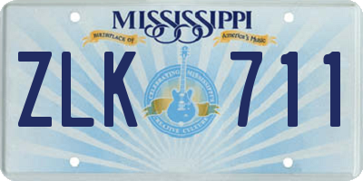 MS license plate ZLK711