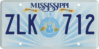 MS license plate ZLK712