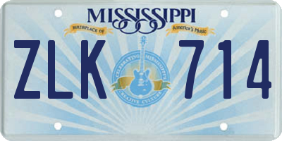MS license plate ZLK714