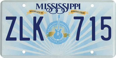 MS license plate ZLK715