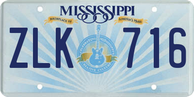 MS license plate ZLK716