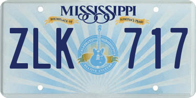 MS license plate ZLK717