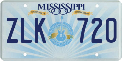 MS license plate ZLK720