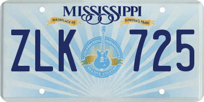 MS license plate ZLK725
