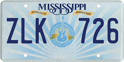 MS license plate ZLK726
