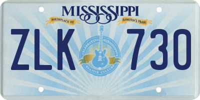 MS license plate ZLK730