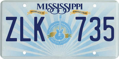 MS license plate ZLK735