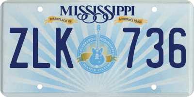 MS license plate ZLK736