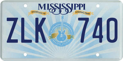 MS license plate ZLK740