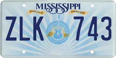 MS license plate ZLK743