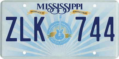 MS license plate ZLK744