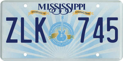 MS license plate ZLK745