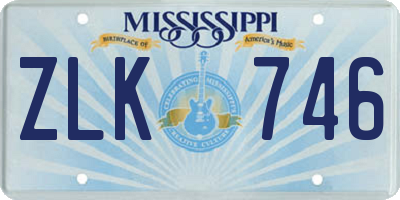 MS license plate ZLK746