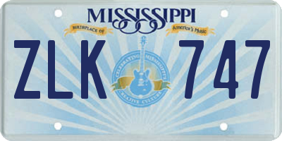 MS license plate ZLK747