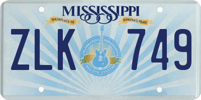 MS license plate ZLK749