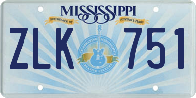 MS license plate ZLK751