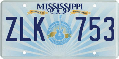 MS license plate ZLK753