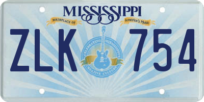 MS license plate ZLK754