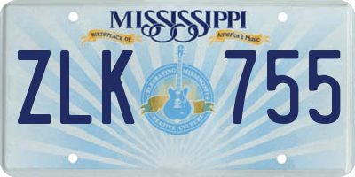 MS license plate ZLK755