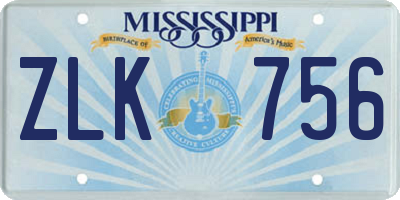 MS license plate ZLK756