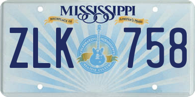 MS license plate ZLK758