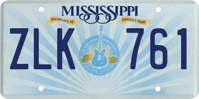 MS license plate ZLK761