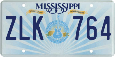 MS license plate ZLK764