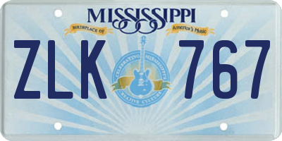 MS license plate ZLK767