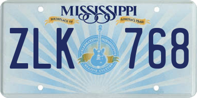 MS license plate ZLK768