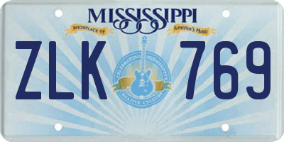 MS license plate ZLK769