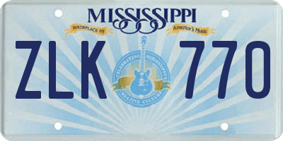 MS license plate ZLK770