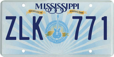 MS license plate ZLK771