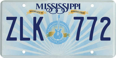 MS license plate ZLK772