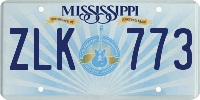 MS license plate ZLK773