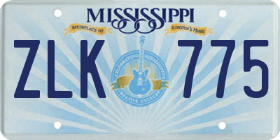 MS license plate ZLK775