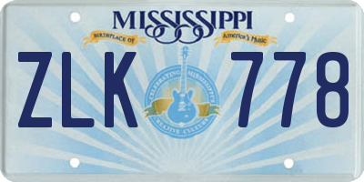 MS license plate ZLK778