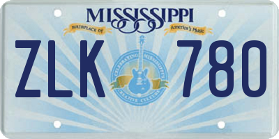 MS license plate ZLK780