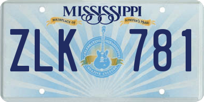 MS license plate ZLK781