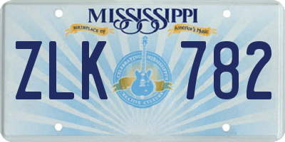 MS license plate ZLK782