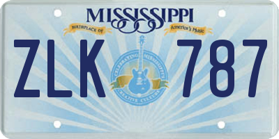 MS license plate ZLK787