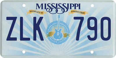 MS license plate ZLK790